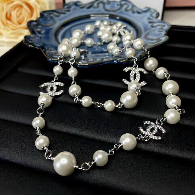 pearl CC side of double sided crystal necklace