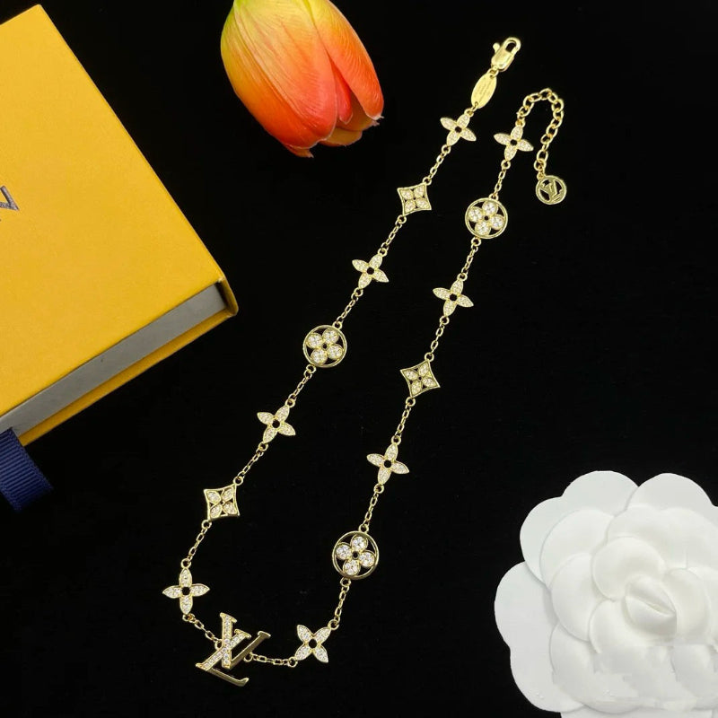 Color Blossom Start and Sun Necklace with Diamonds