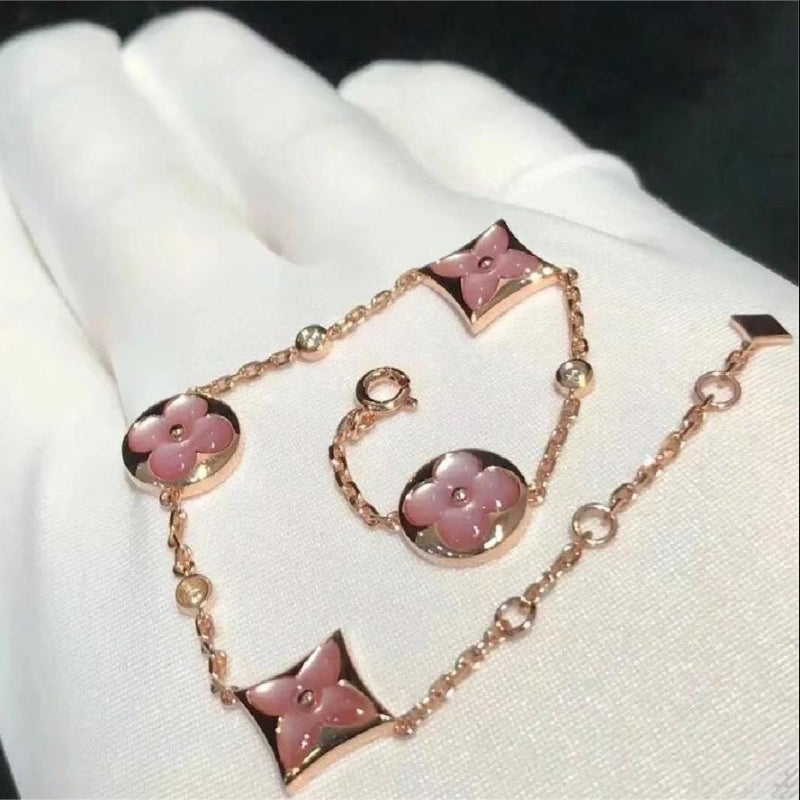 Color blossom bracelet 18K rose gold white mother-of-pearl bracelet