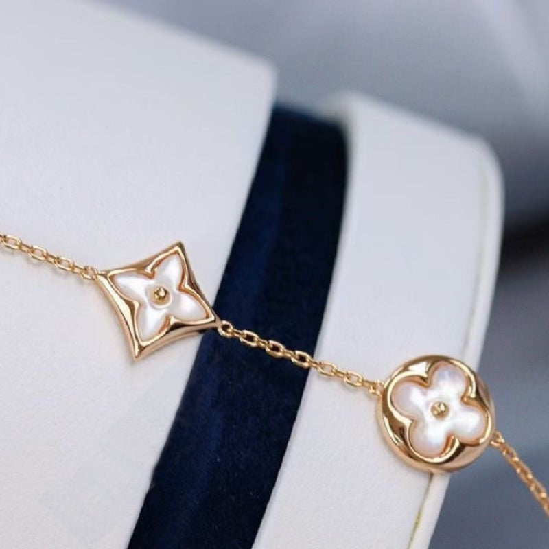 Color blossom bracelet 18K rose gold white mother-of-pearl bracelet