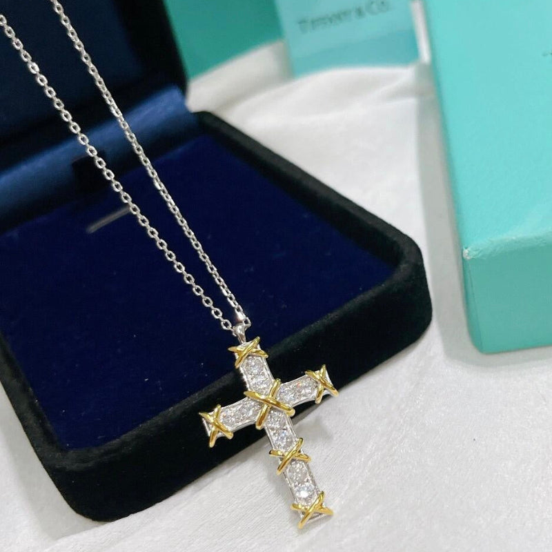 Cross Pendant Necklace 16-Tone