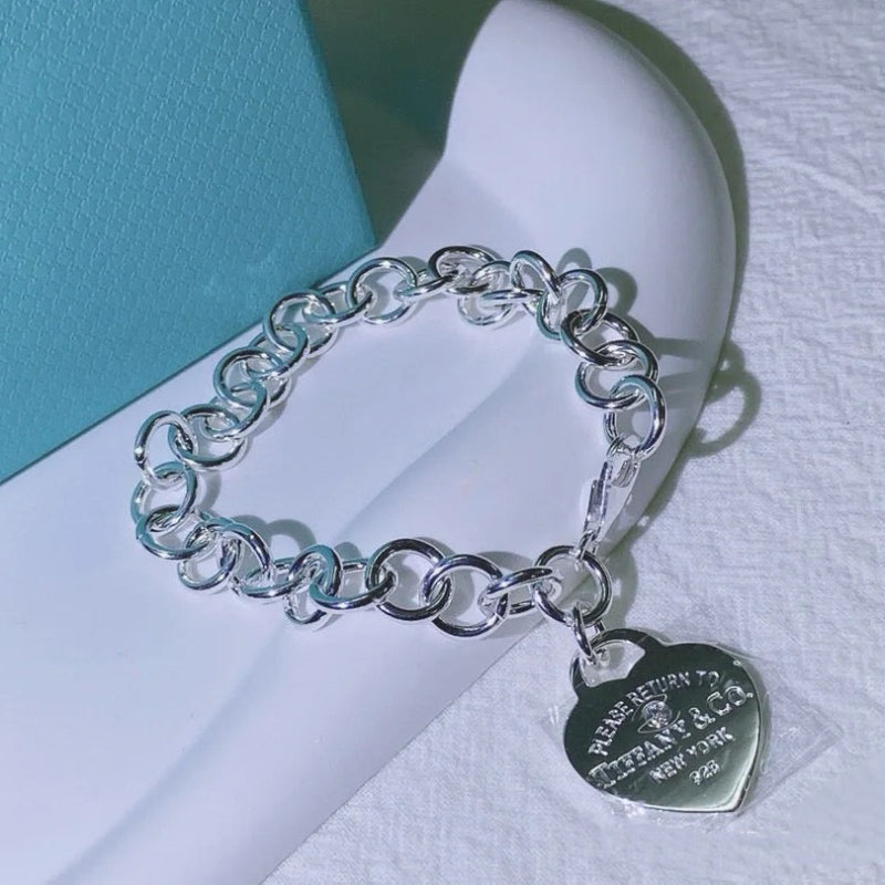 Heart Tag Charm Bracelet