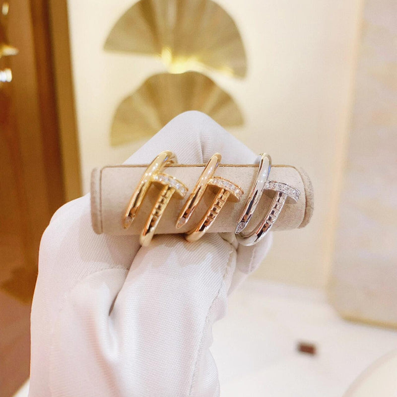 nail ring classic model 18K gold plated with diamonds
