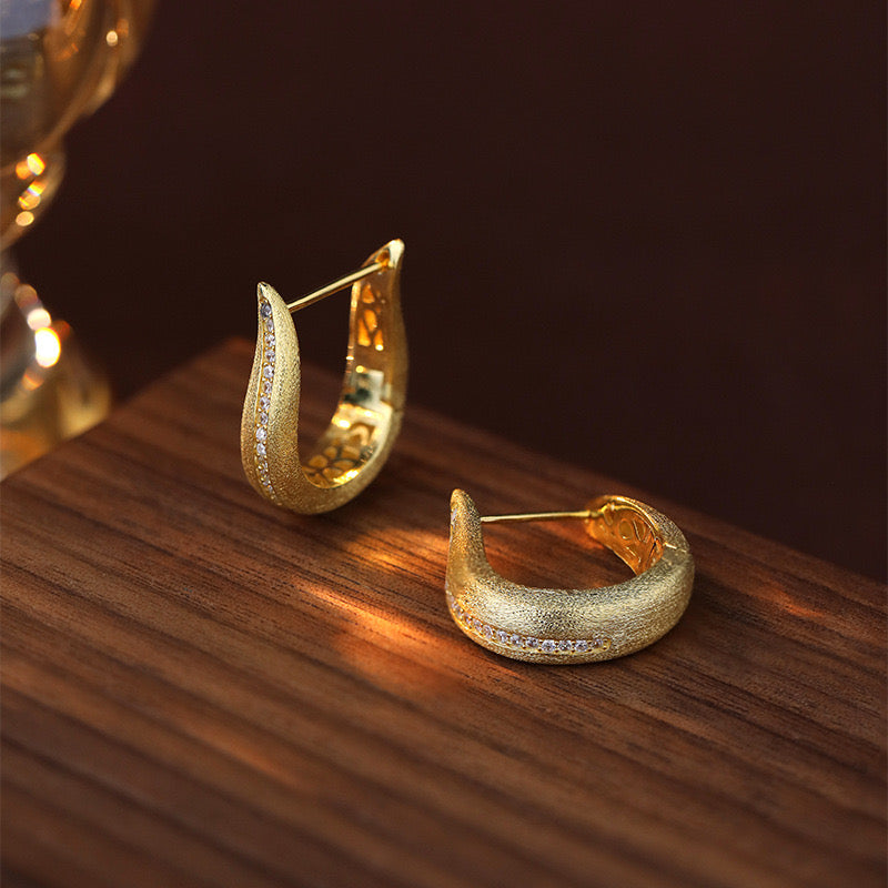 Pendientes geométricos versátiles en forma de U de plata de ley 925 Crownjewel