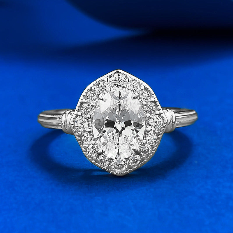 Anillo ovalado CrownJewel de plata de ley 925 de 6 x 8 mm