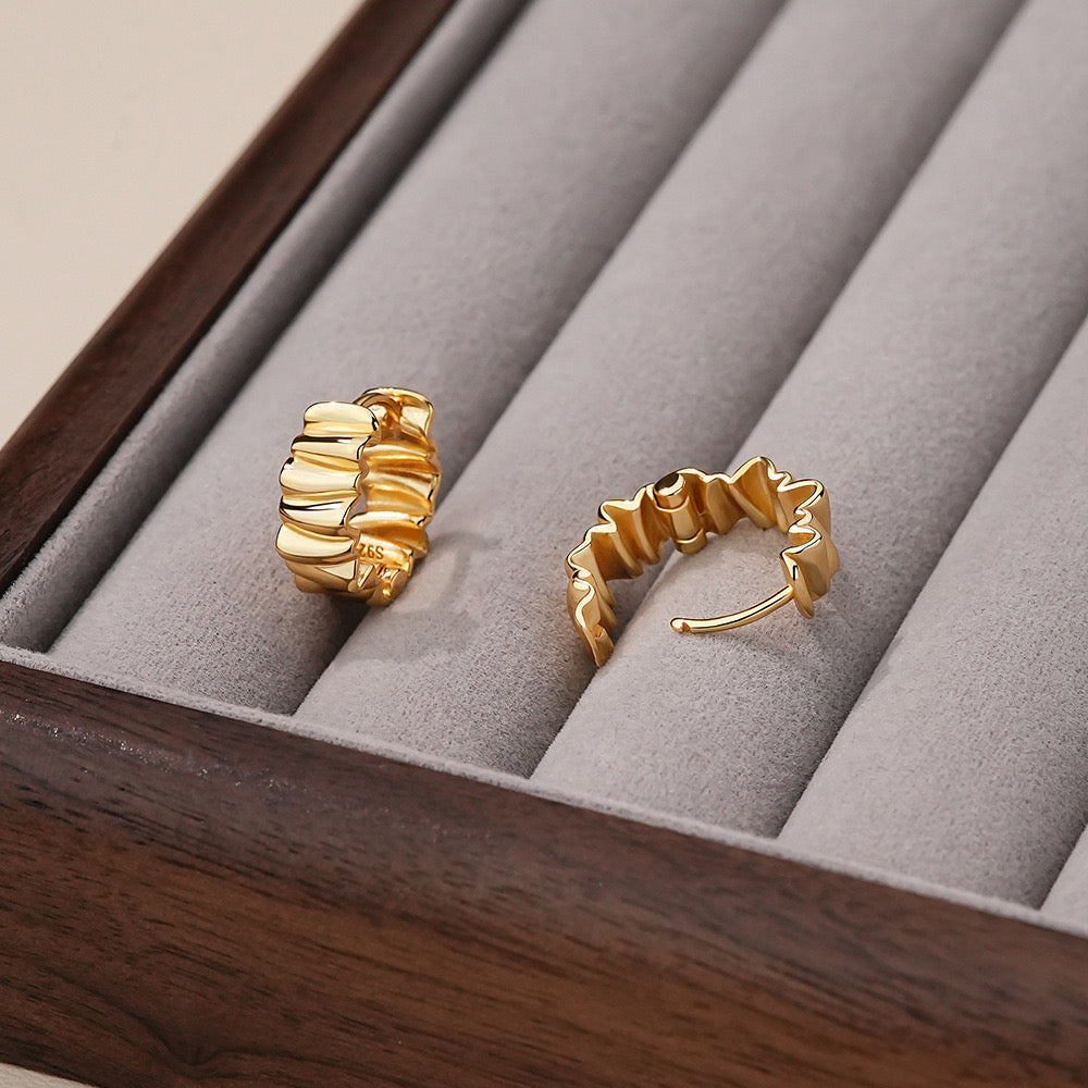 CrownJewel Sterling silver Wave pleated earrings