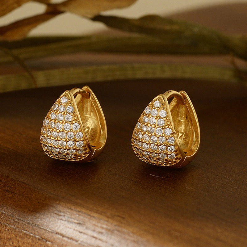 CrownJewel 925 Sterling silver diamond triangle earrings