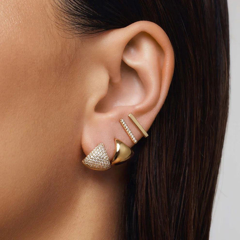 CrownJewel 925 Sterling silver diamond triangle earrings