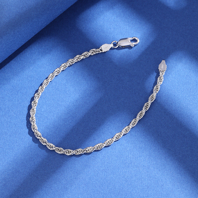 Pulsera trenzada de plata de ley 925 CrownJewel