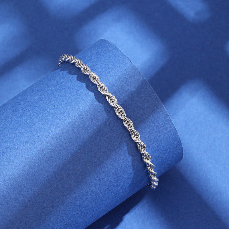 Pulsera trenzada de plata de ley 925 CrownJewel