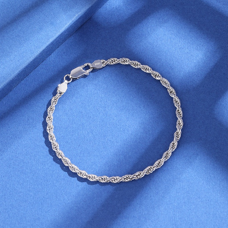 Pulsera trenzada de plata de ley 925 CrownJewel