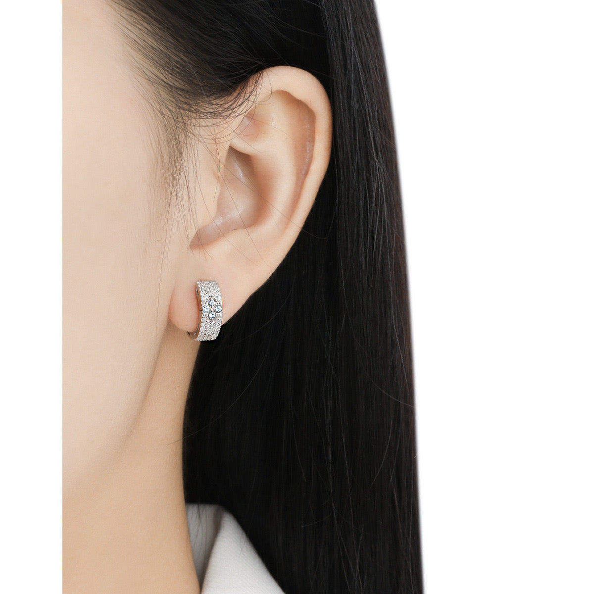 925 sterling silver 18K gold full diamond clover earrings