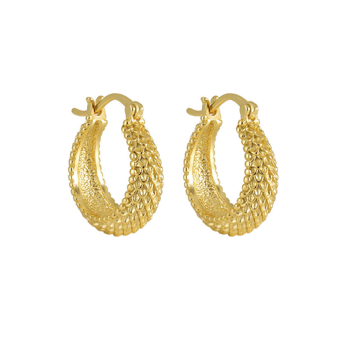 925 Sterling Silver Dragon Scale Texture Earrings