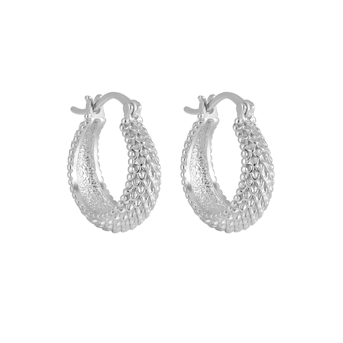 925 Sterling Silver Dragon Scale Texture Earrings