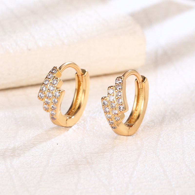 925 sterling silver three-row diamond hoop earrings