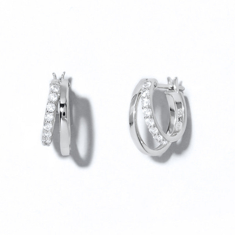 925 sterling silver double hoop earrings