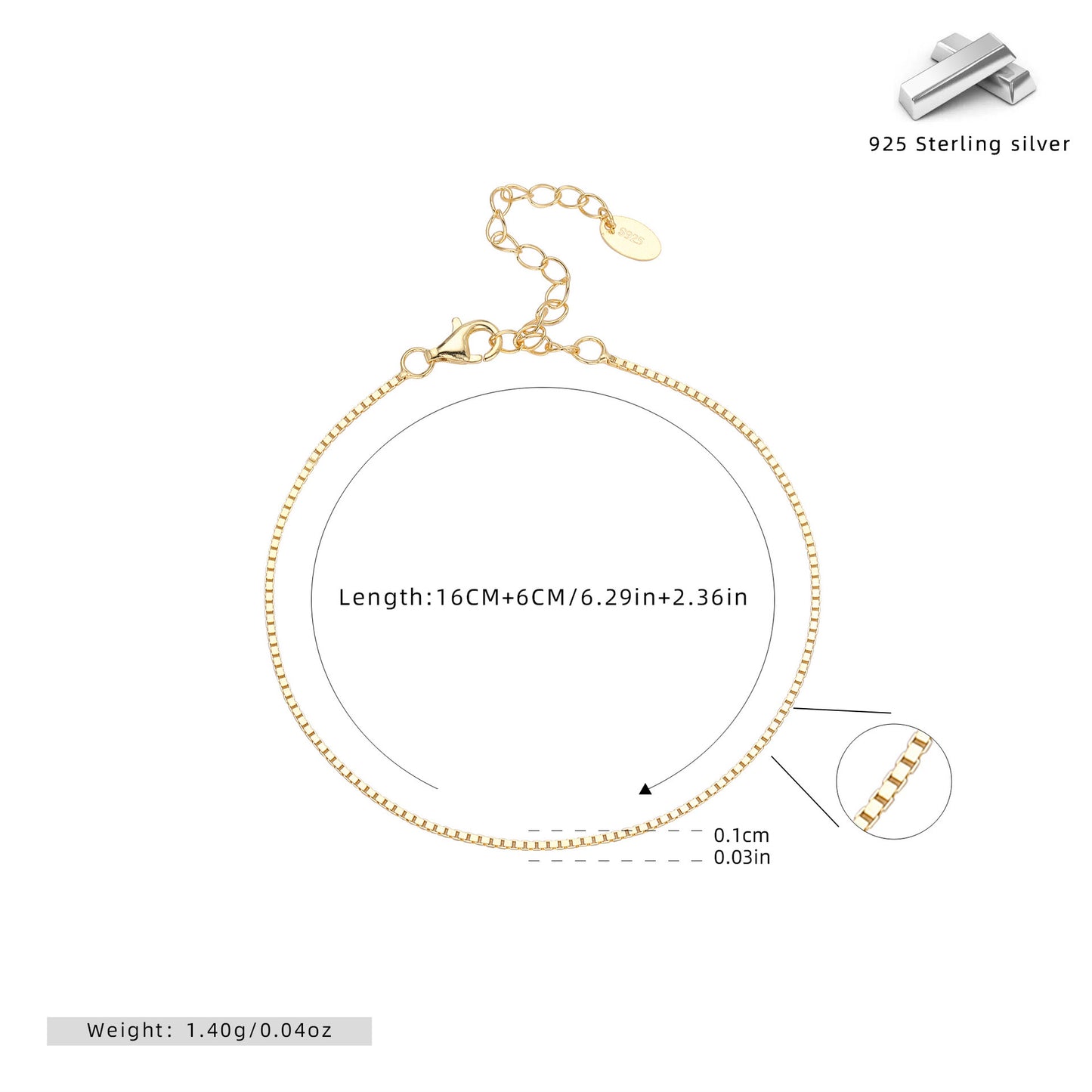 925 sterling silver square bracelet