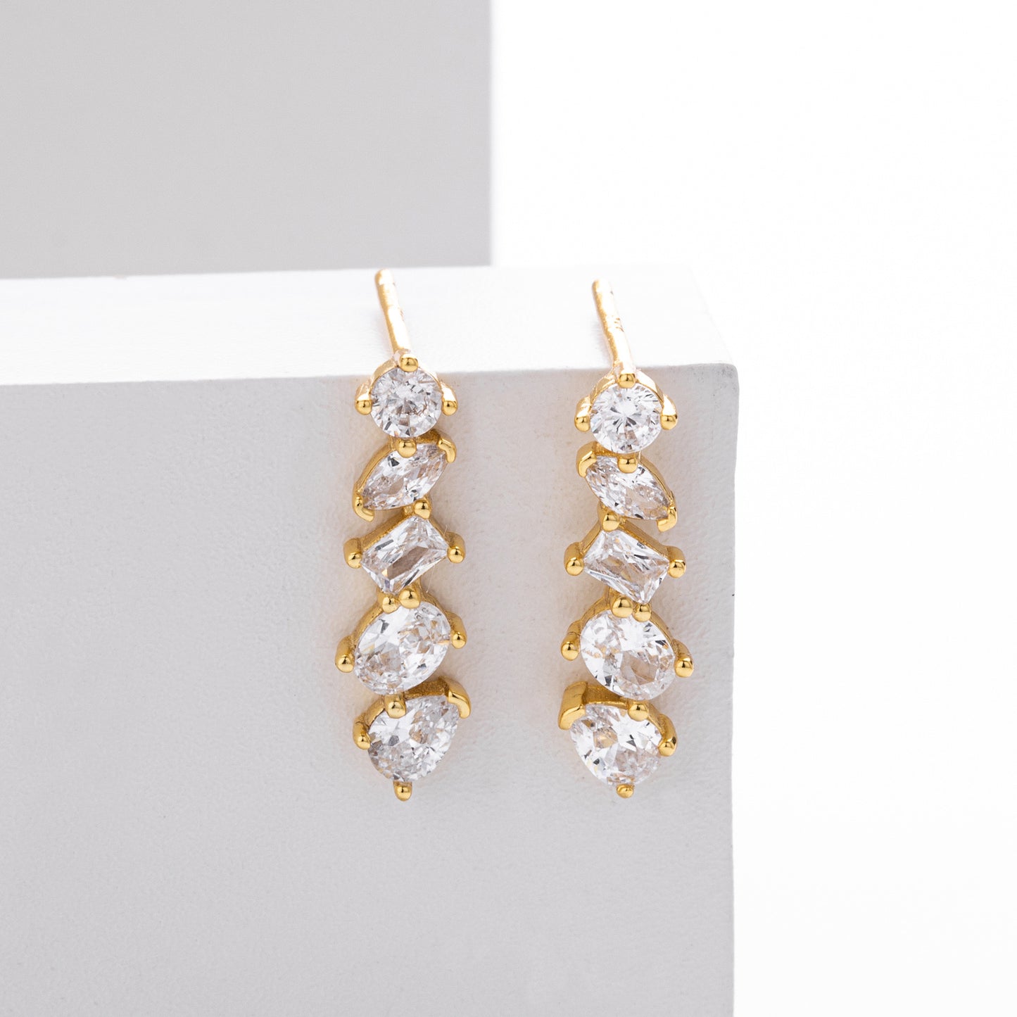 925 sterling silver long zircon earrings