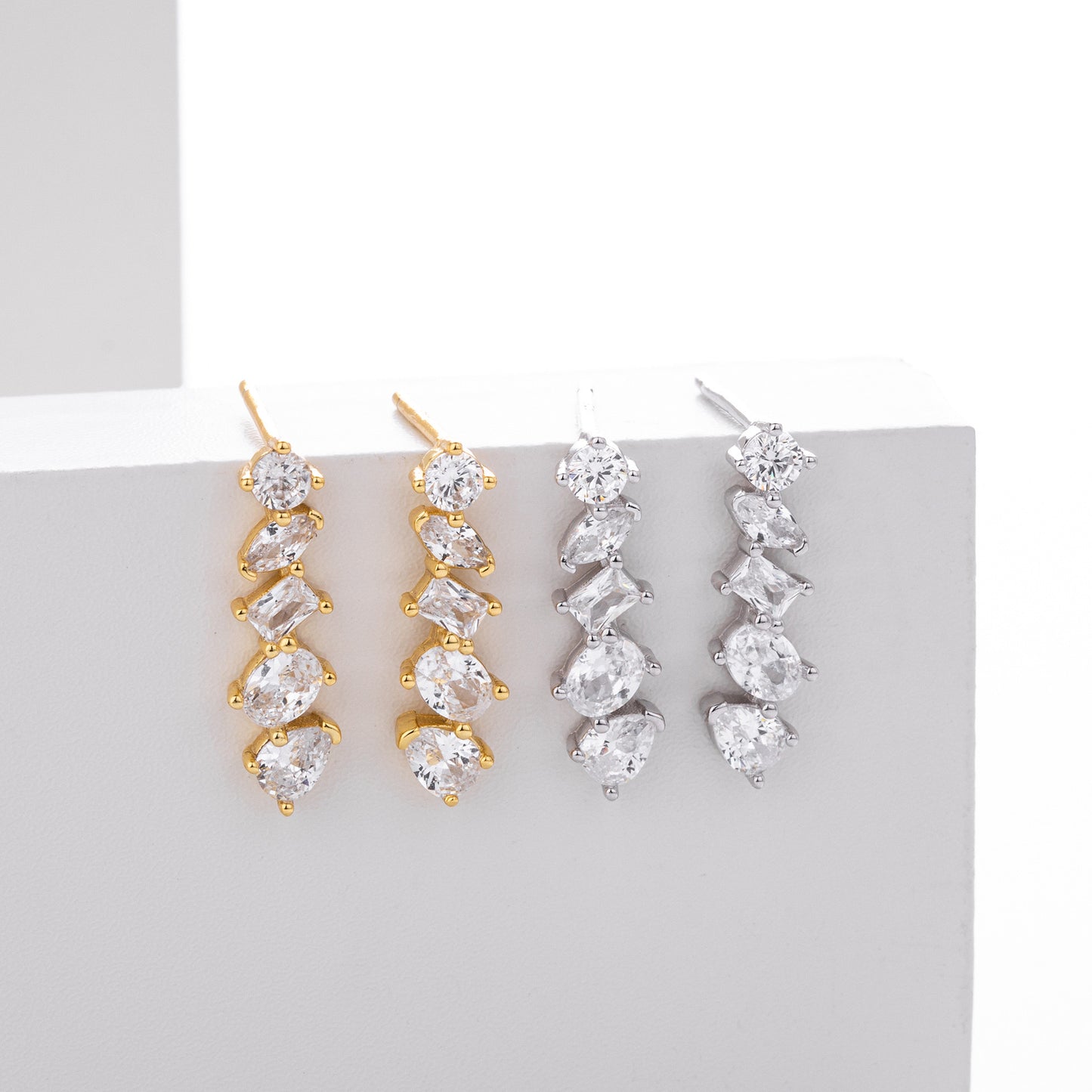 925 sterling silver long zircon earrings
