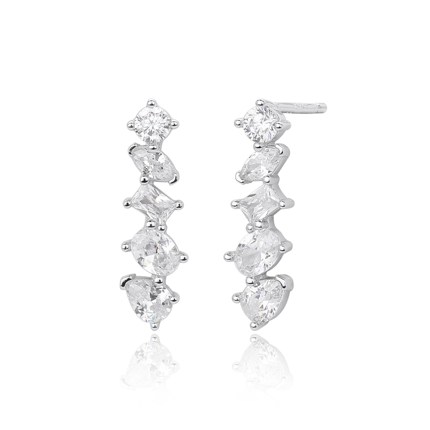 925 sterling silver long zircon earrings