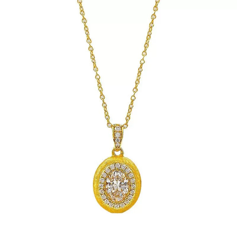 CrownJewel 925 Sterling Silver Vintage Round Pendant Necklace