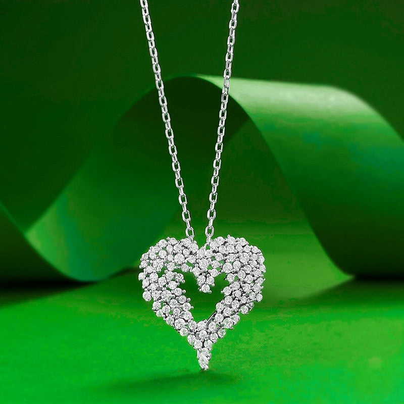 CrownJewel 925 Sterling silver diamond heart pendant necklace