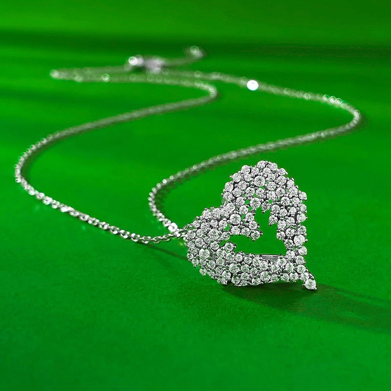 CrownJewel 925 Sterling silver diamond heart pendant necklace