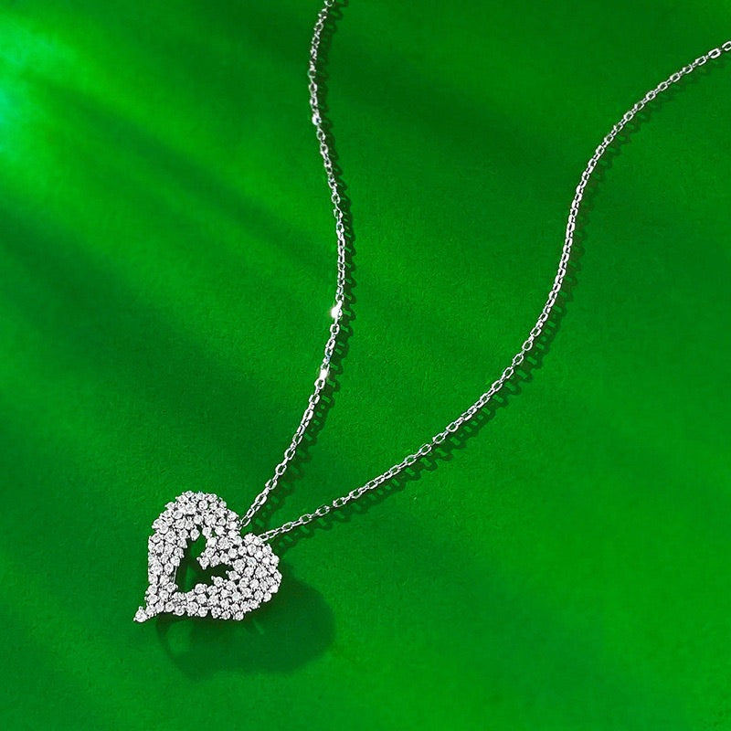 CrownJewel 925 Sterling silver diamond heart pendant necklace