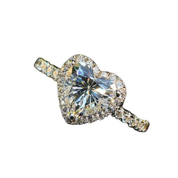 Sterling Silver Moissanite One Carat Love Diamond Ring