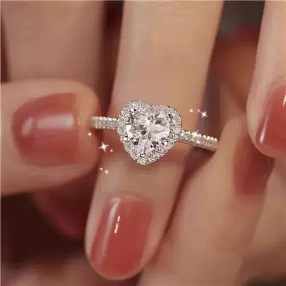 Sterling Silver Moissanite One Carat Love Diamond Ring