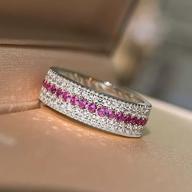 Sterling Silver Pink Diamond Ring