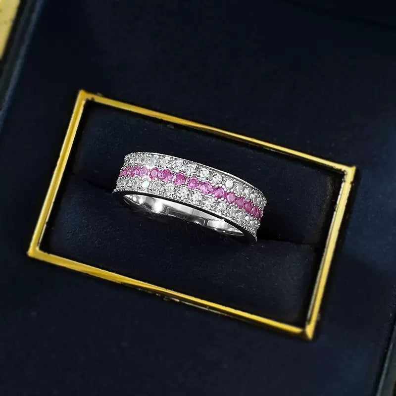 Sterling Silver Pink Diamond Ring