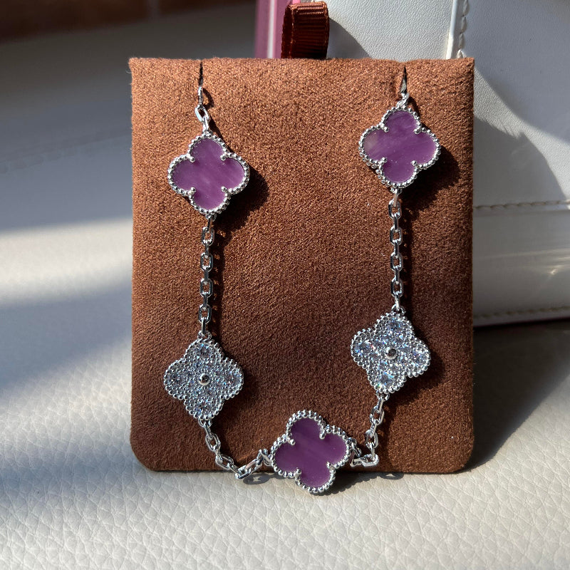 Classic clover bracelet 5 motifs natural amethyst quartz