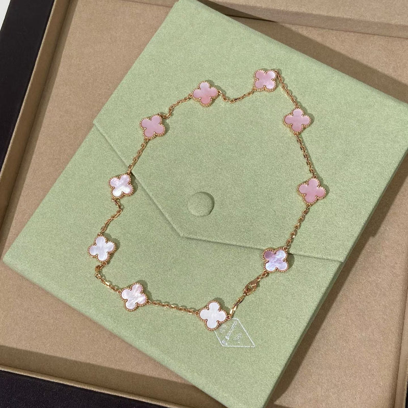 Classic clove necklace 10 motifs pink mother of pearl
