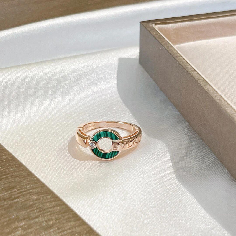 Malachite Roman Coin Ring, Green Gemstone Set on a Solid Band