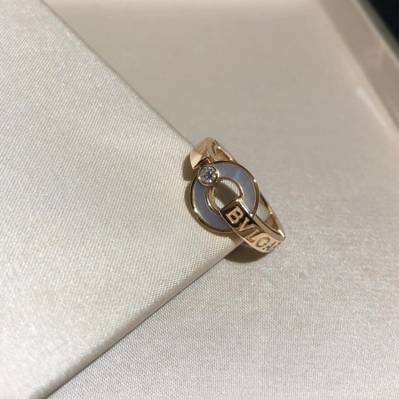 Roman Coin Ring with Mother of Pearl, Classic Gold Band - Italian Heritage Jewelry