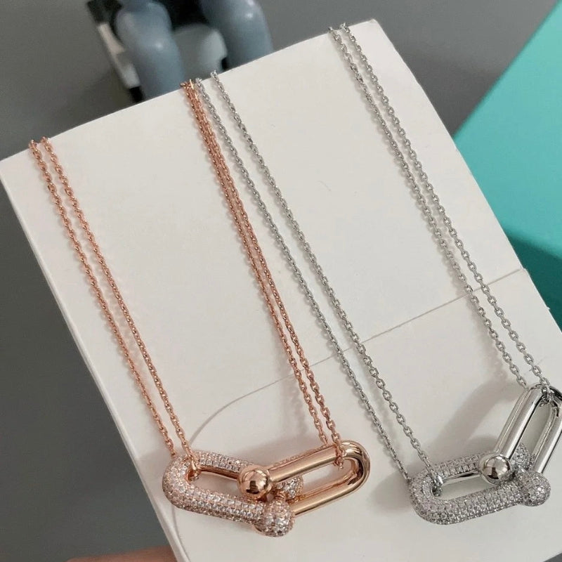 Large double link necklace diamonds