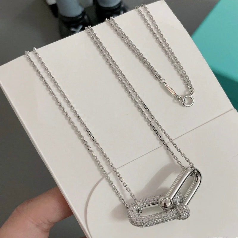 Large double link necklace diamonds