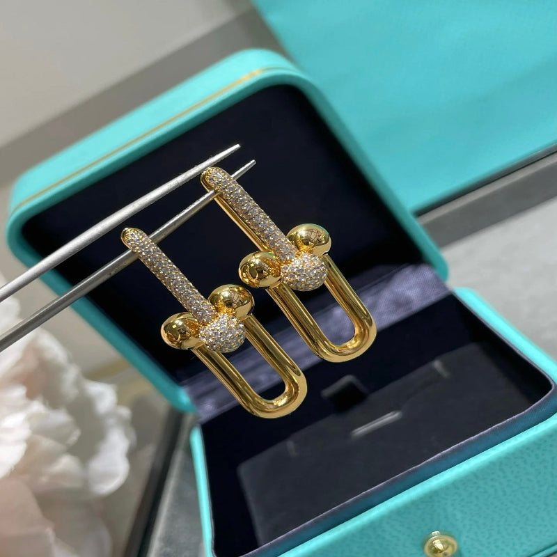 Large link earrings diamond
