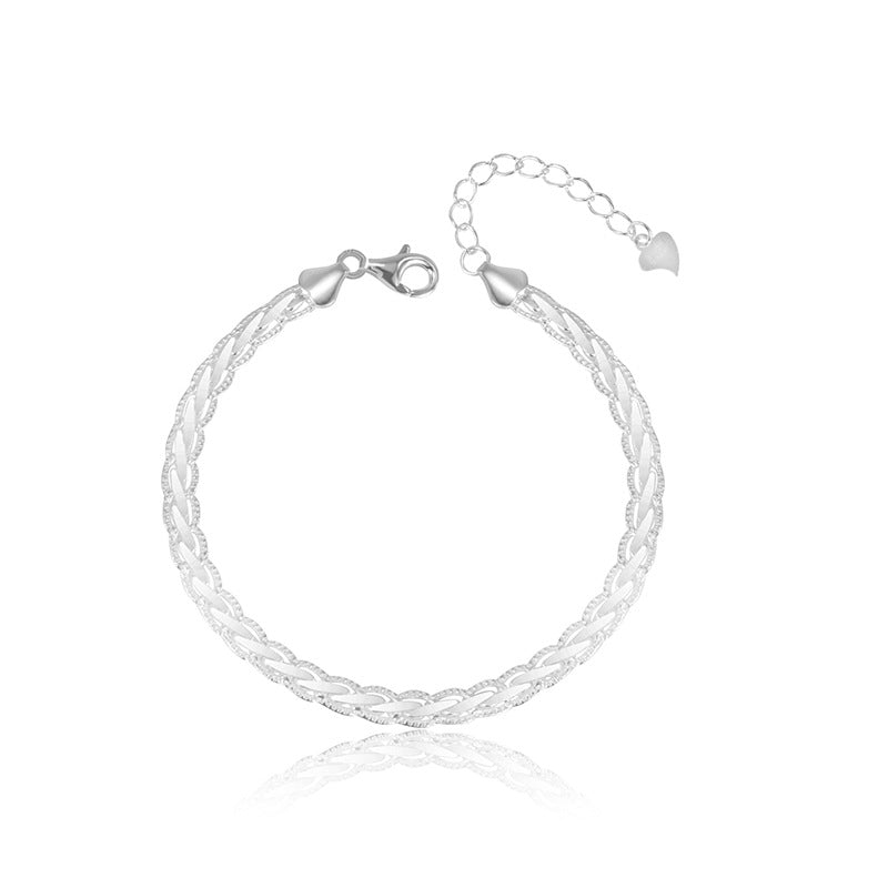 CrownJewel New Exquisite 925 Sterling Silver Braided Twisted Rope Bracelet