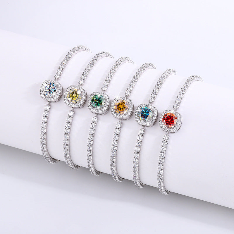 Pulsera CrownJewel de moissanita en plata de ley S925 para mujer.