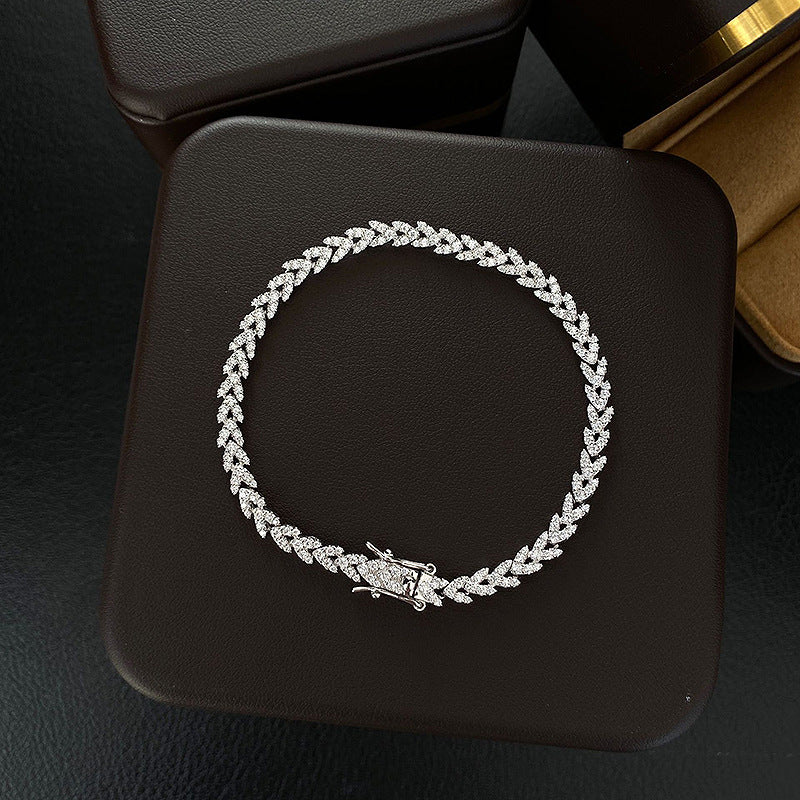 Pulsera CrownJewel con espigas de trigo en plata de ley 925