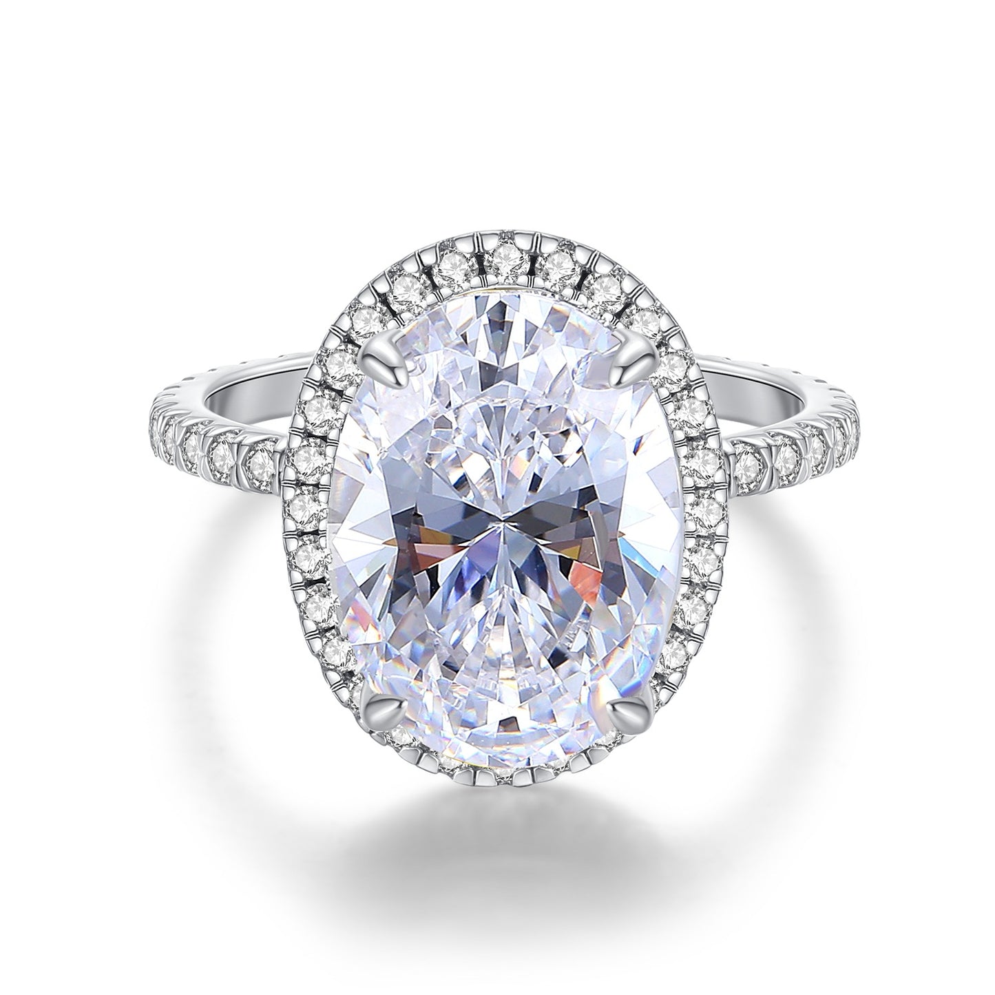 Anillo de diamantes de 4 quilates con alto contenido de carbono y plata esterlina CrownJewel