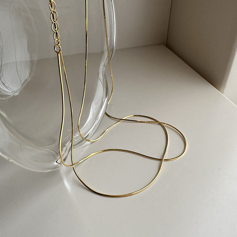 CrownJewel S925 sterling silver stackable snake bone chain/clavicle chain basic single chain