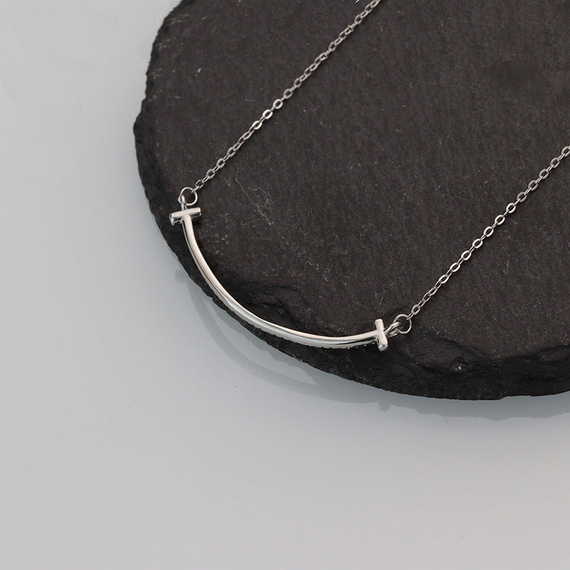 CrownJewel Smile necklace women's 18k rose gold clavicle chain