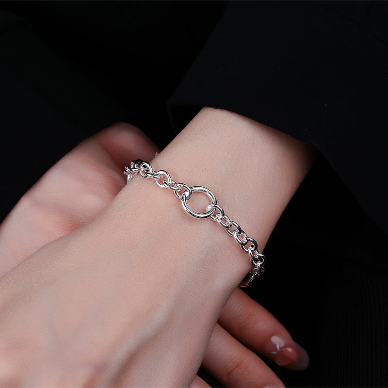 CrownJewel S925 sterling silver 12MM large circle OT bracelet handmade splicing chain