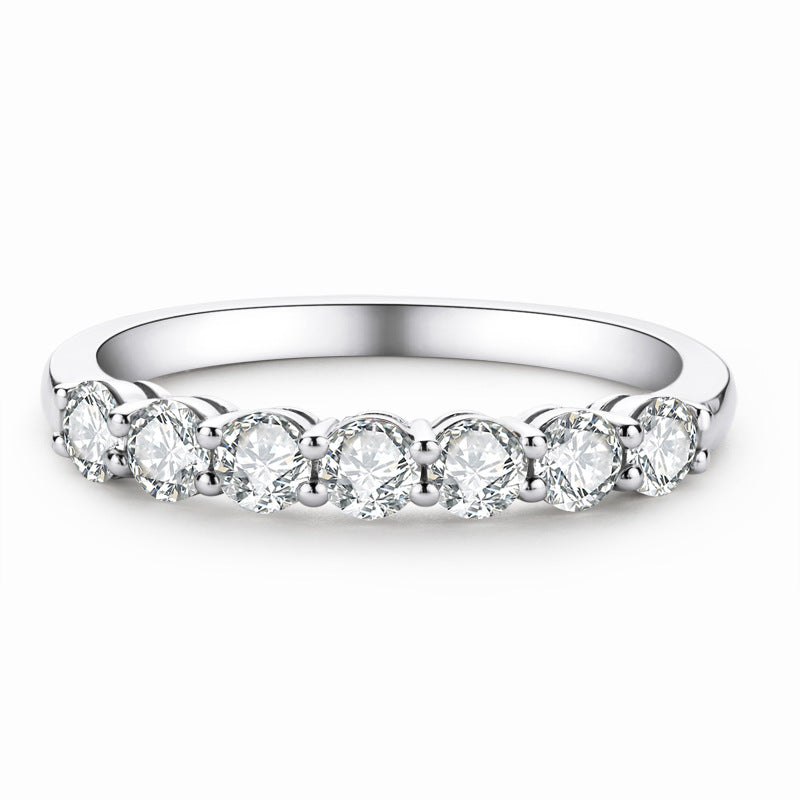Anillo de siete estrellas de alta gama en plata de ley 925 con nicho de moissanita CrownJewel