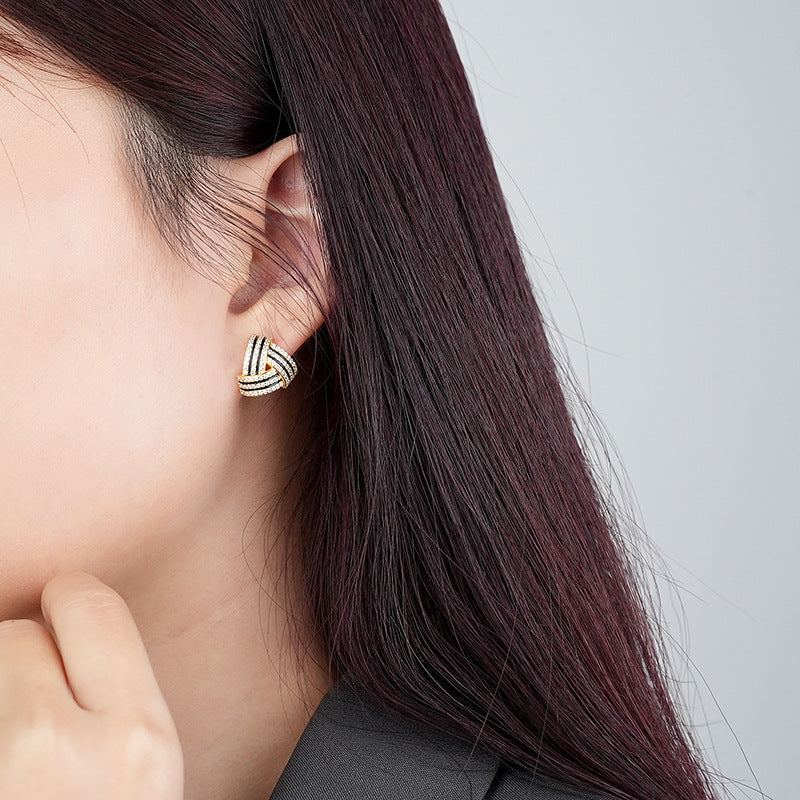 CrownJewel Sterling silver triangle zirconia earrings