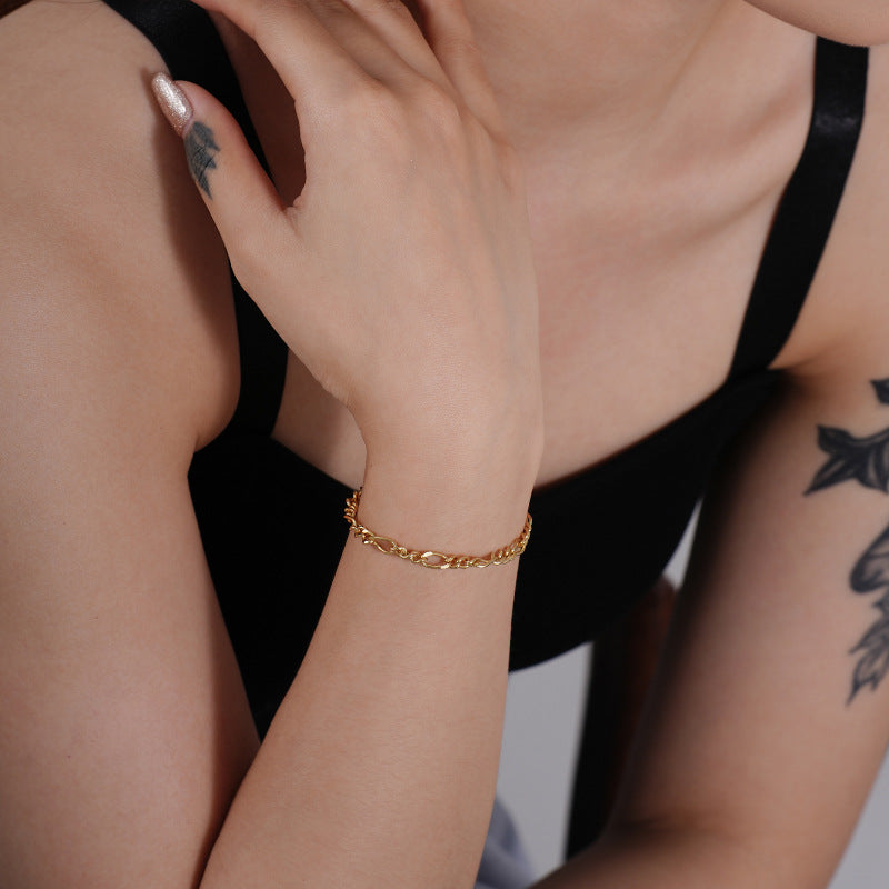 CrownJewel Sterling silver Figaro chain bracelet