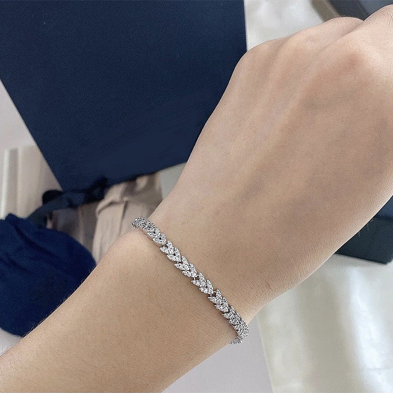Pulsera CrownJewel con espigas de trigo en plata de ley 925